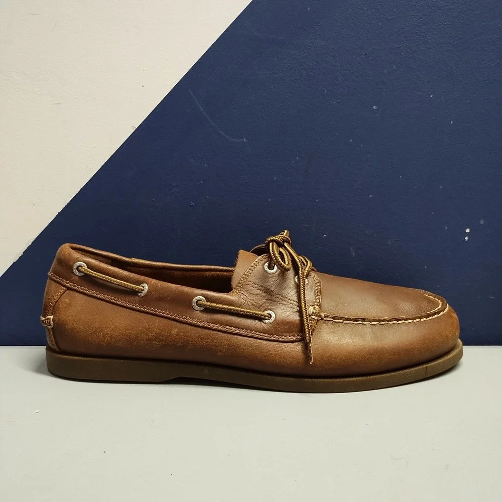 Dockers Castaway‎ Boat Shoes Mens US 13W Brown Leather Classic Comfort Lace-Up